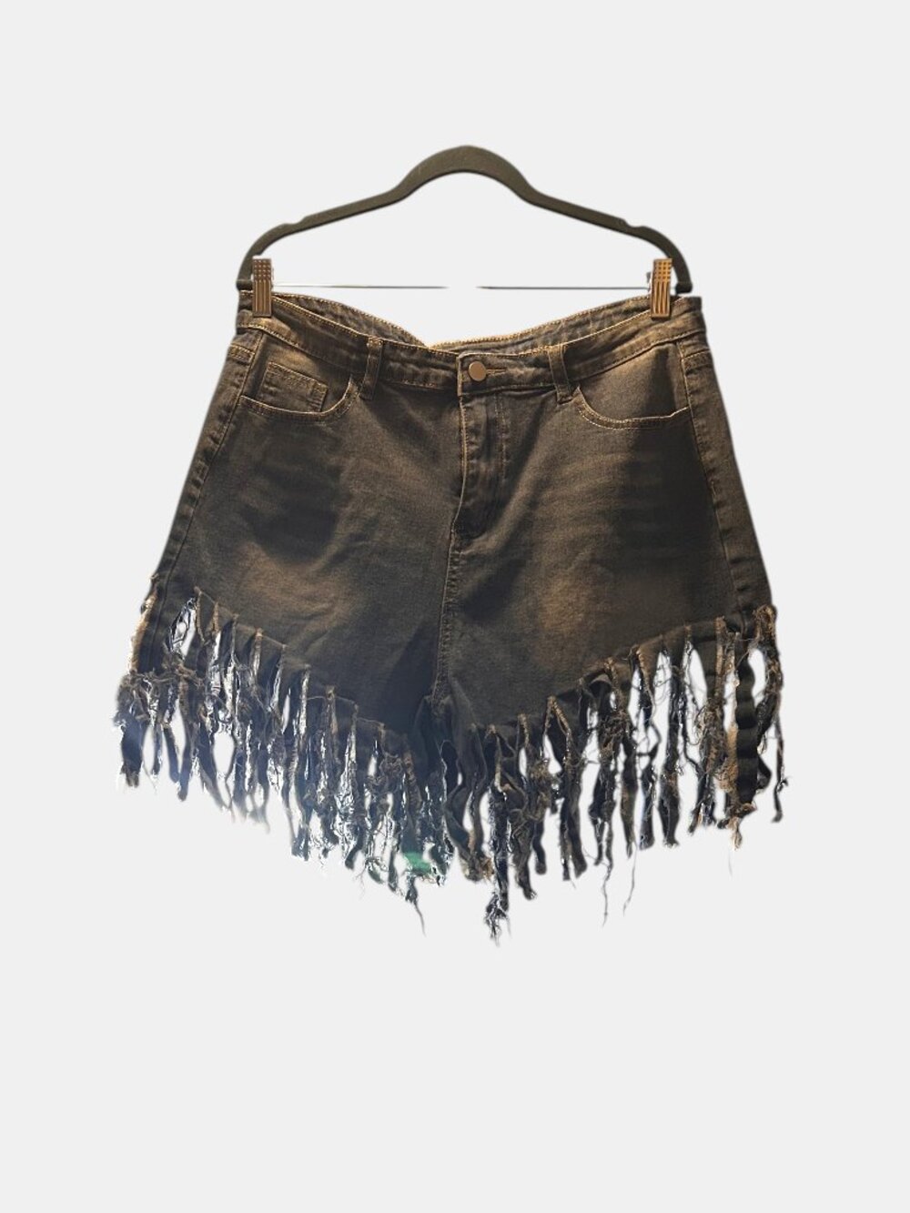 Distressed Fringe Denim Shorts